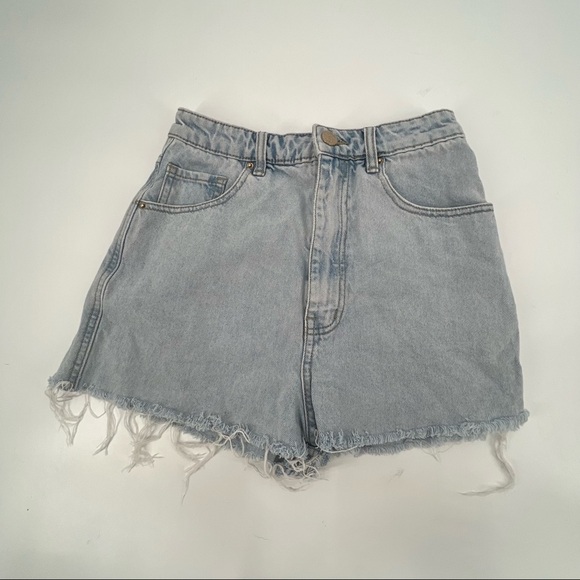 Stradivarius Super High Rise Cut Off Denim Jean Shorts Size 4 Women’s - Picture 1 of 5